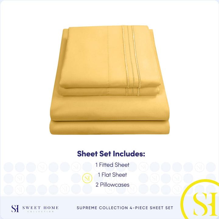 Full Size Sheet Sets - Breathable Luxury Sheets with Full Elastic & Secure Corner Straps Built In - 1800 Supreme Collection Extra Soft Deep Pocket Bedding Set, Sheet Set, Full, Taupe