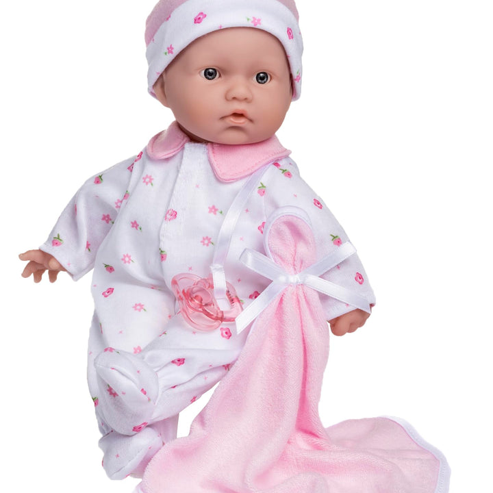 JC Toys La Baby Caucasian Baby Doll Set – 11 Inch Soft Baby Doll | Washable |Removable Pink Outfit w/ Hat & Blanket | For Children 12 Months + Pink Caucasian