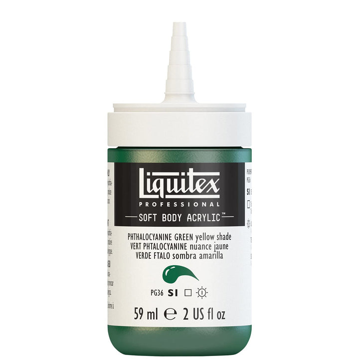 Liquitex Professional Soft Body Acrylic Paint, 59ml (2-oz) Bottle, Phthalocyanine Green (Yellow Shade) 2-oz Bottle Phthalocyanine Green (Yellow Shade)