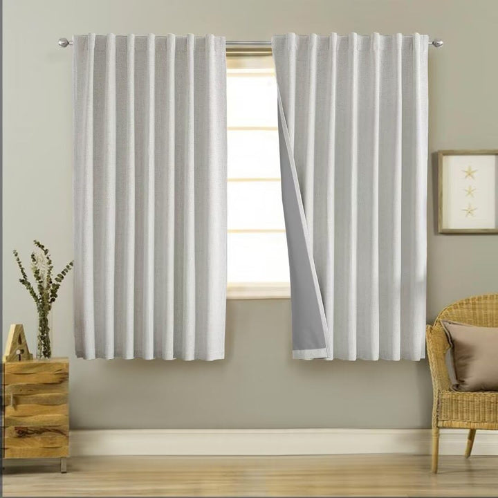 Joydeco 100% Black Out Curtains 63 inch Long 2 Panels Burg Natural Blackout Linen Drapes for Bedroom Living Room Darkening Curtain Thermal Insulated Back tab Rod Pocket(37x63 inch,Sage Green) Sage Green 37"W x 63"L (Pack of 2)