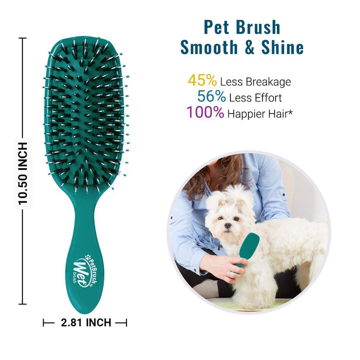 Wet Brush Pet Hair Brush, Smooth & Shine Dog and Cat Brush - De-Shedding Comb & Dematting Tool for Grooming Long or Short-Haired Dogs - Tangle-Free for Less Pulling & Tugging - Teal