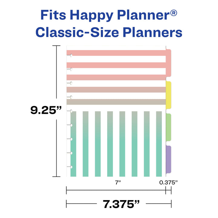 Avery Planner Dividers for Happy Planner 9-disc Classic Size Planners, 4-Tab Set, Ombré Design, 1 Set (25476) Ombré