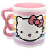 Silver Buffalo Sanrio Hello Kitty Rainbow Dots 3D Sculpted Shaped Handle Ceramic Mug, 20 Ounces