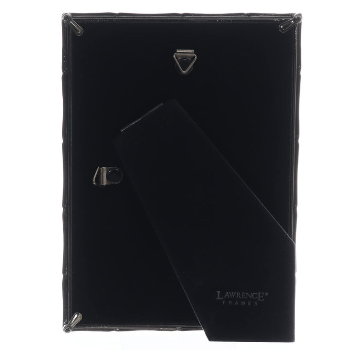 Lawrence Frames 8x10 Black Polished Metal Picture Frame with Bamboo Design, or 5x7 with Included Mat Black Smoke 8x10 (5x7 Mat)