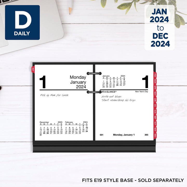 AT-A-GLANCE 2024 Daily Desk Calendar Refill, 3" x 3-3/4", Mini, Loose-Leaf (E9195024) 2024 Old Edition Refill A