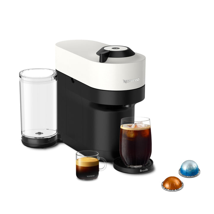 Nespresso Vertuo Pop+ Coffee and Espresso Maker by Breville with Milk Frother, Coconut White Machine + Frother