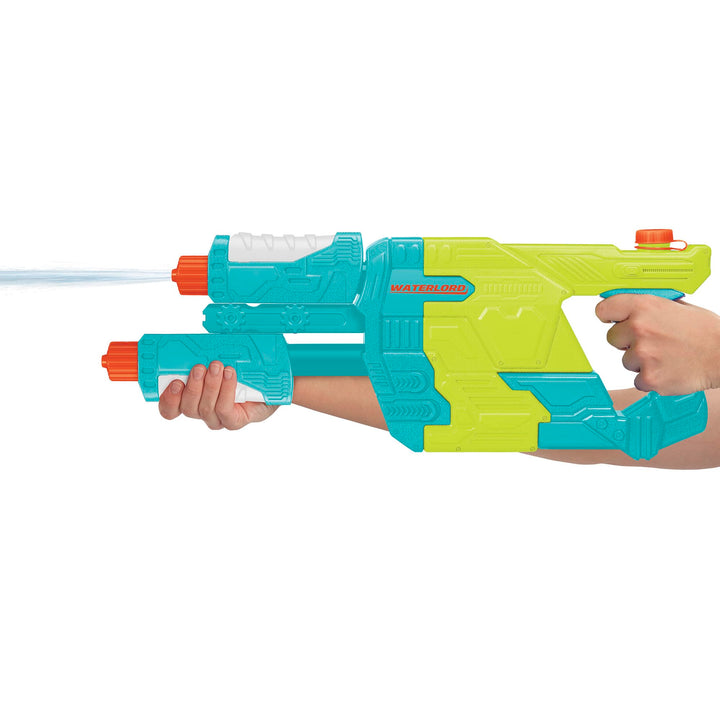 Water Warriors: Waterlord - Water Blaster - Double-Barrel, Shoots Up to 32 Feet, Outdoor Water Play, Kids Toy, Ages 6+