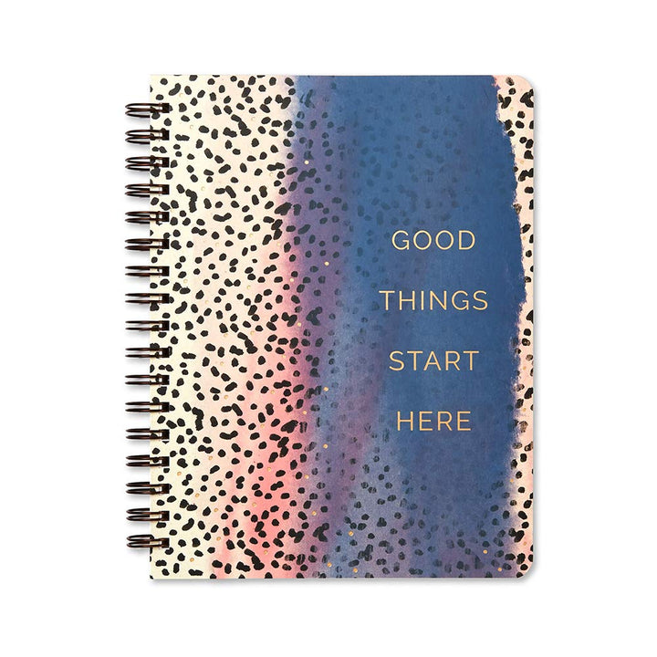 Compendium Spiral Notebook - Good Things Start Here — A Designer Spiral Notebook with 192 Lined Pages, College Ruled, 7.5”W x 9.25”H