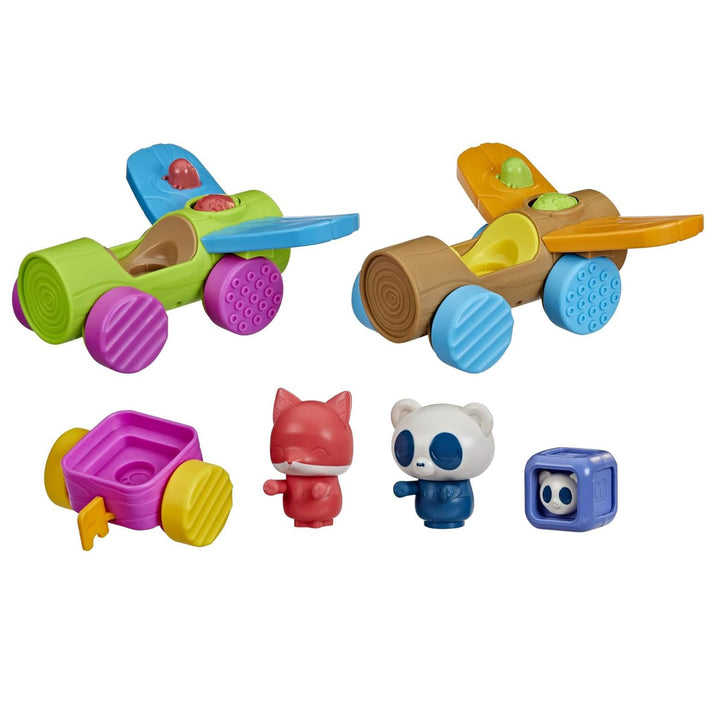 Playskool Roll and Go Critters Vehicle Toys for Toddlers 1 Year Old and Up, Includes 2 Vehicles, 2 Figures ( Exclusive)