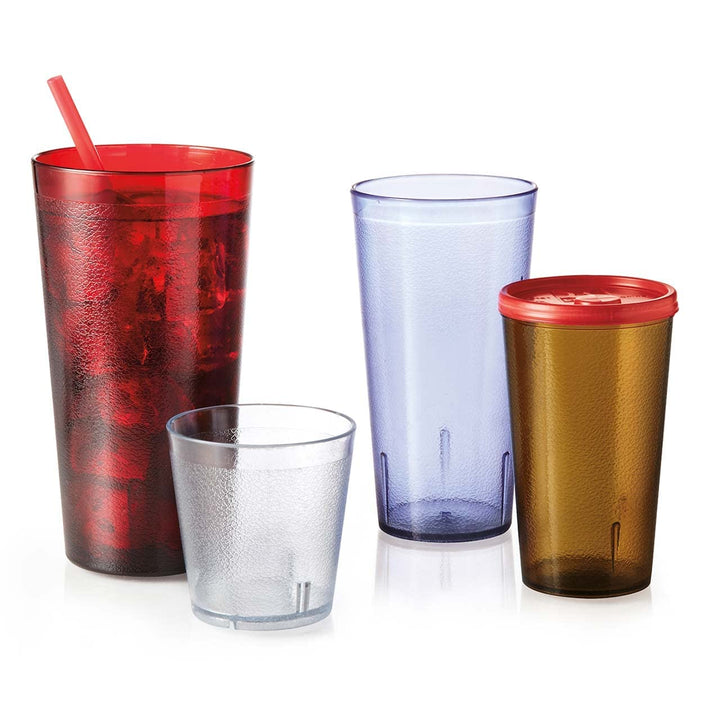 G.E.T. 6605-1-R-EC Heavy-Duty Plastic Restaurant Tumblers, 5 Ounce, Red (Set of 4) Blue 4 Count (Pack of 1) 5 ounces