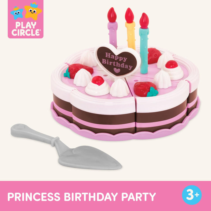 Battat- Play Circle- Birthday Cake  Toy Food  Plates & Candles Accessories- Pretend Play- Princess Birthday Party- 3 years + (24 Pcs)