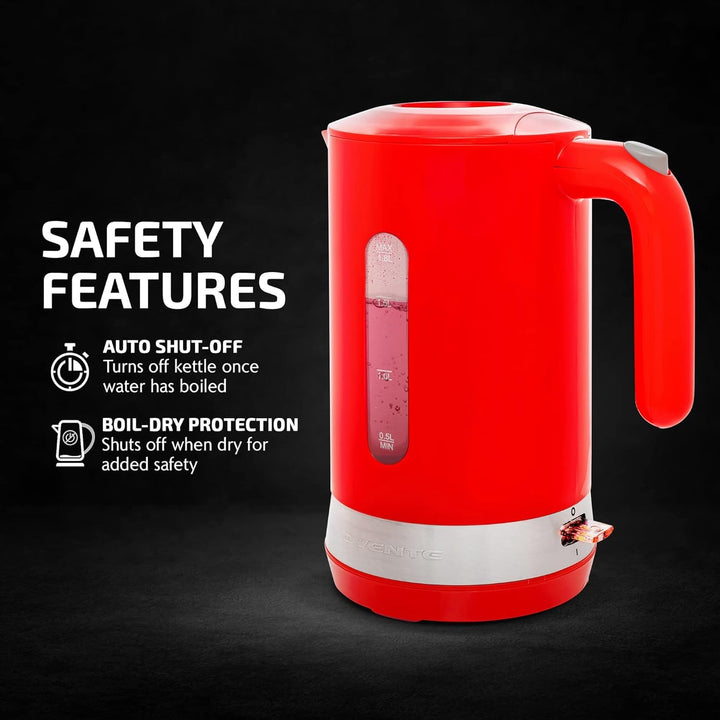 OVENTE Electric Kettle Hot Water Heater 1.8 Liter - BPA Free Fast Boiling Cordless Water Warmer - Auto Shut Off Instant Water Boiler for Coffee & Tea Pot - Black KP413B Black ProntoFill Easy Fill