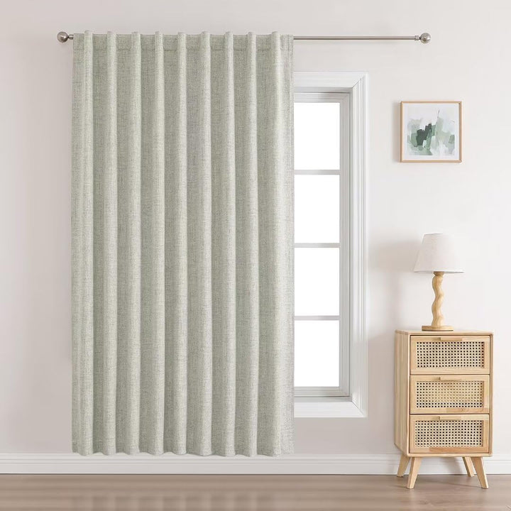 Joydeco 100% Black Out Curtains 63 inch Long 2 Panels Burg Natural Blackout Linen Drapes for Bedroom Living Room Darkening Curtain Thermal Insulated Back tab Rod Pocket(37x63 inch,Sage Green) Sage Green 37"W x 63"L (Pack of 2)