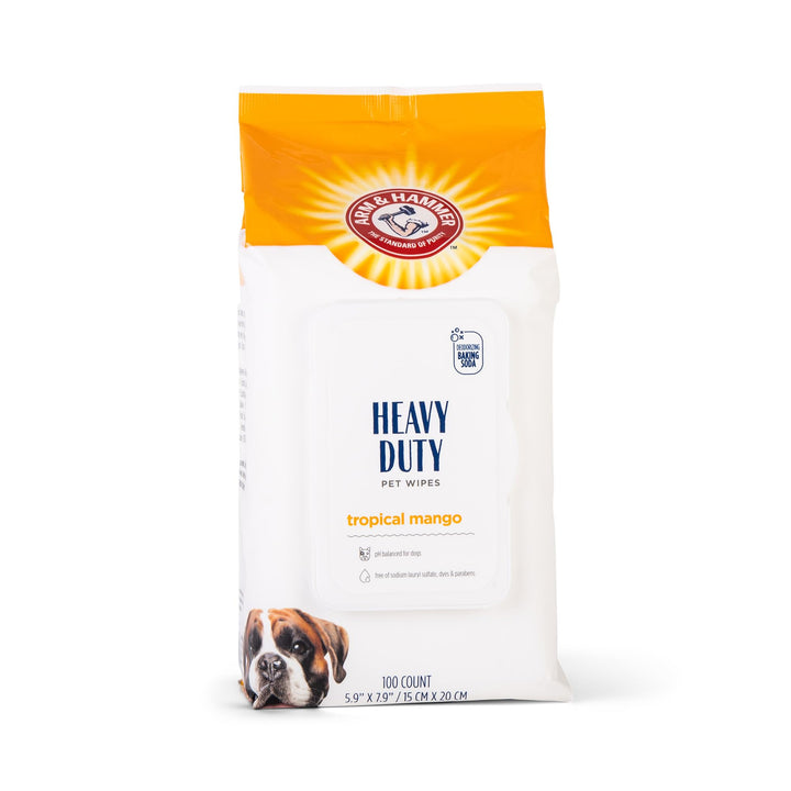 Arm & Hammer for Pets Heavy Duty Multipurpose Pet Bath Wipes | Dog Wipes Remove Odor & Refreshes Skin | Mango Scent, Dog Grooming Wipes for Pets (Pack of 12,1200 Count Total) Bathing Wipes 100 Count (Pack of 12)