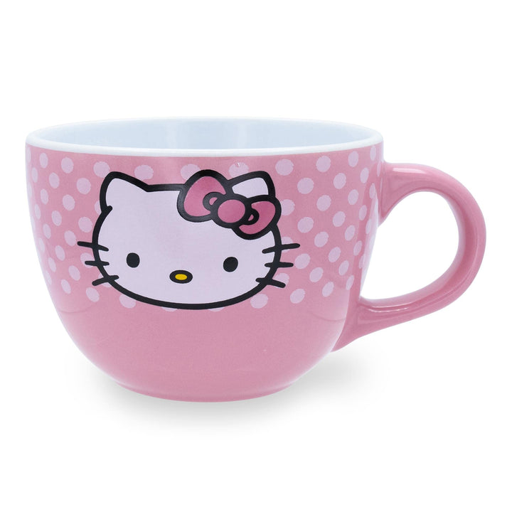 Silver Buffalo Sanrio's Hello Kitty Face and Polka Dots Ceramic Soup Mug, 24-Ounces