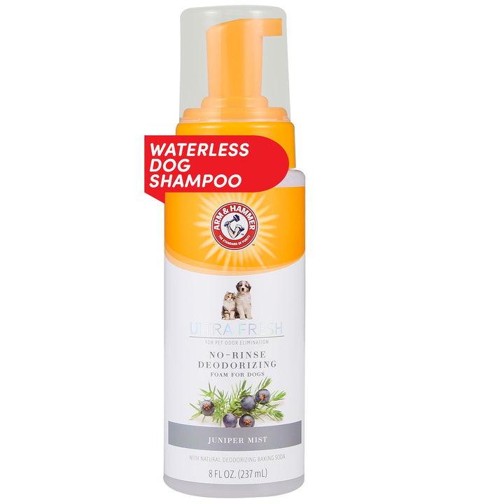 Arm & Hammer for Pets Ultra Fresh Dog Deodorizing Foam, Juniper Mist Scent - No Rinse Waterless Dog Shampoo for Smelly Dogs, Pet Deodorizer, Bathing Supplies, 8 Fl Oz No-Rinse Deodorizing Foam for Dogs 8 Fl Oz (Pack of 1)