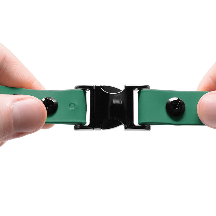 Educator Quick Snap Bungee Dog Collar, Biothane, Waterproof, Odorproof, Easy Connect and Disconnect Clasp and D Ring with Comfort Bungee Loop, Adjustable for Custom Fit, 3/4-Inch, Green