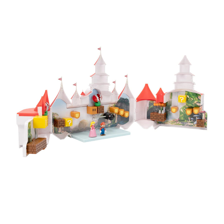 THE SUPER MARIO BROS. MOVIE – Mushroom Kingdom Castle Playset with Mini 1.25” Mario and Princess Peach Figures Peach Castle Deluxe Playset