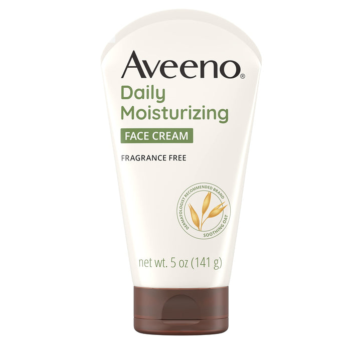 Aveeno Daily Moisturizing Face Cream with Prebiotic Oat for Sensitive Skin, Lightweight Hydrating Face Moisturizer for Dry Skin, Paraben-Free, Fragrance-Free, Dye-Free, 5 FL OZ 5 Ounce (Pack of 1)