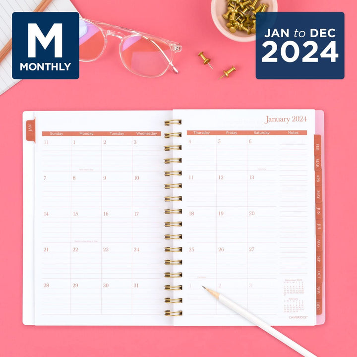 Cambridge 2024 Weekly & Monthly Planner, 5-1/2" x 8-1/2", Small, Cher (1676-200-24)