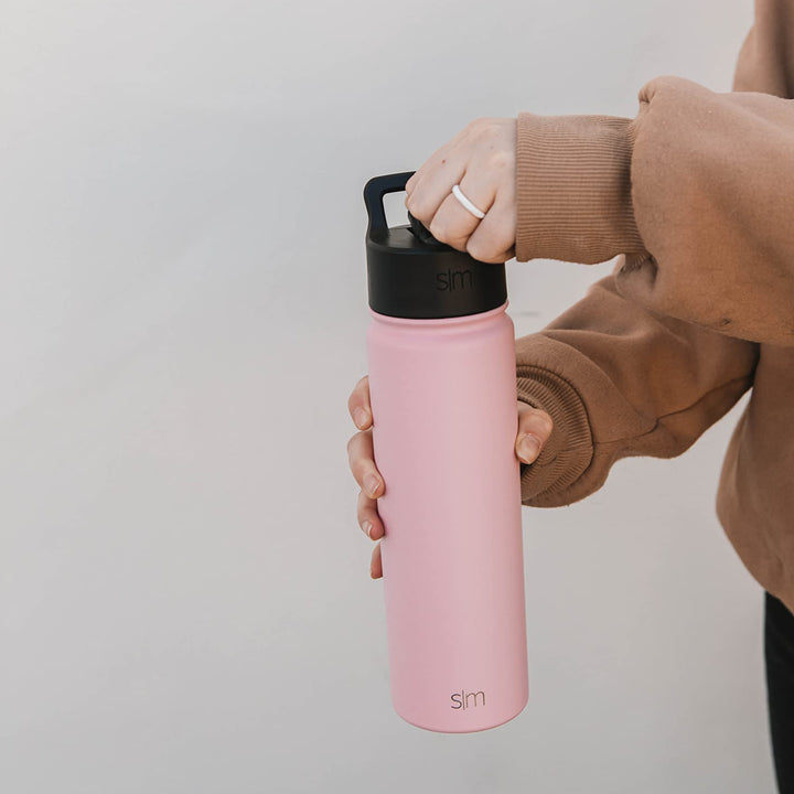 Simple Modern Water Bottle with Straw Lid Vacuum Insulated Stainless Steel Metal Thermos Bottles | Reusable Leak Proof BPA-Free Flask for Gym Sports | Summit Collection | 22oz, Raspberry Vibes -Raspberry Vibes