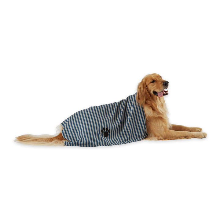 Bone Dry Pet Grooming Towel Collection Absorbent Microfiber X-Large, 41x23.5", Striped Navy