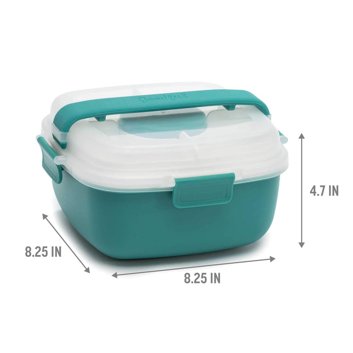 Goodful Stackable Lunch Box Container, Bento Style Food Storage with Removeable Compartments for Sandwich, Snacks, Toppings & Dressing, Leak-Proof and Made without BPA, 56-Ounce, Teal Adult Size