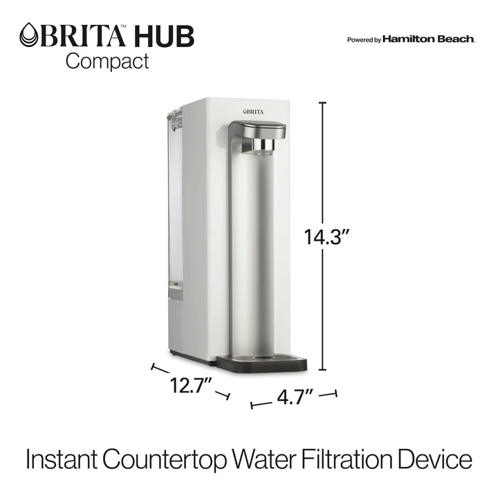 Brita Hub Compact Countertop Water Filter System, 9 Cup Water Reservoir, Includes 6 Month Carbon Block Filter, White, 87344 Compact Water Filter System