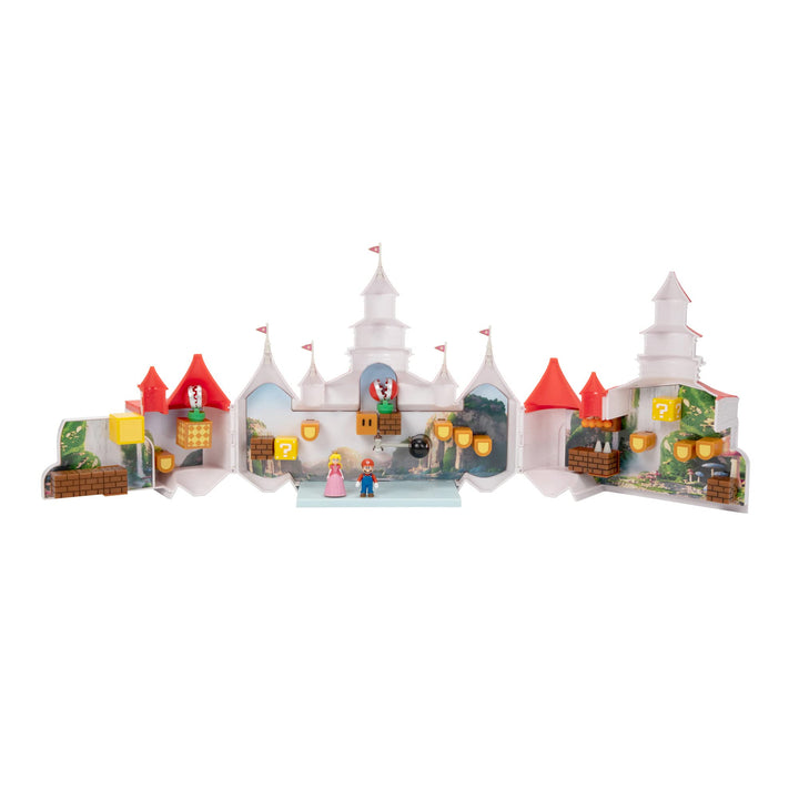 THE SUPER MARIO BROS. MOVIE – Mushroom Kingdom Castle Playset with Mini 1.25” Mario and Princess Peach Figures Peach Castle Deluxe Playset