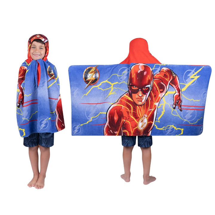 Franco WB The Flash Movie DC Comics Kids Bath/Pool/Beach Soft Cotton Terry Hooded Towel Wrap, 24 in x 50 in