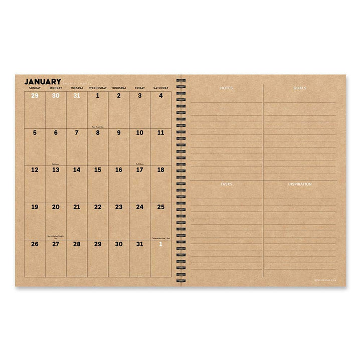 2020 Sketch Leaves Large Weekly Monthly Planner