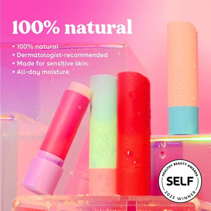 eos 100% Natural Lip Balm, Raspberry Kiwi Splash & Passionfruit Agave, All-Day Moisture, Lip Care Products, 0.14 oz, 2-Pack