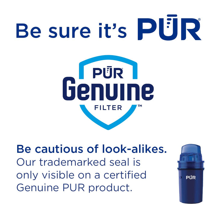 PUR 11-Cup Water Pitcher with 1 Genuine PUR Filter, 2-in-1 Faster Filtration, Dishwasher Safe, Filter Change Light, Easy Fill Lid, LockFit lid, Blue/White (CR1100C) Filtration System, 11 Cup