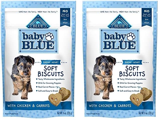 Blue Buffalo Baby BLUE Soft Biscuits with DHA, Natural Dog Treats for Puppies, Great for Training, with Chicken & Carrots, 8-oz. Bag 8 Ounce (Pack of 1)