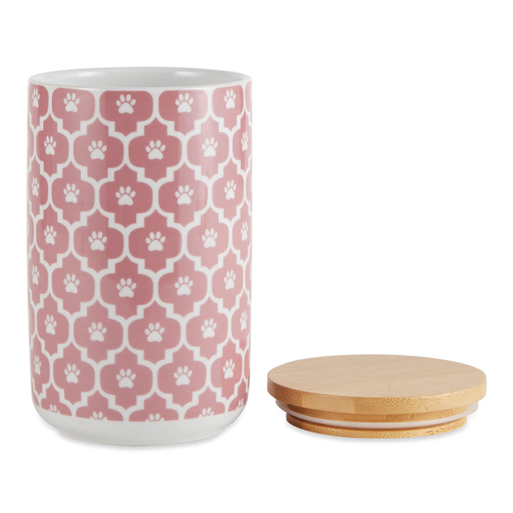 Bone Dry Lattice Collection Pet Bowl & Canister, Treat Canister, 4x6.5 inches, Rose