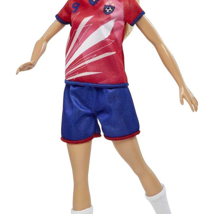 Barbie Soccer Fashion Doll with Blonde Ponytail, Colorful #9 Uniform, Cleats & Tall Socks, Soccer Ball Multicolor