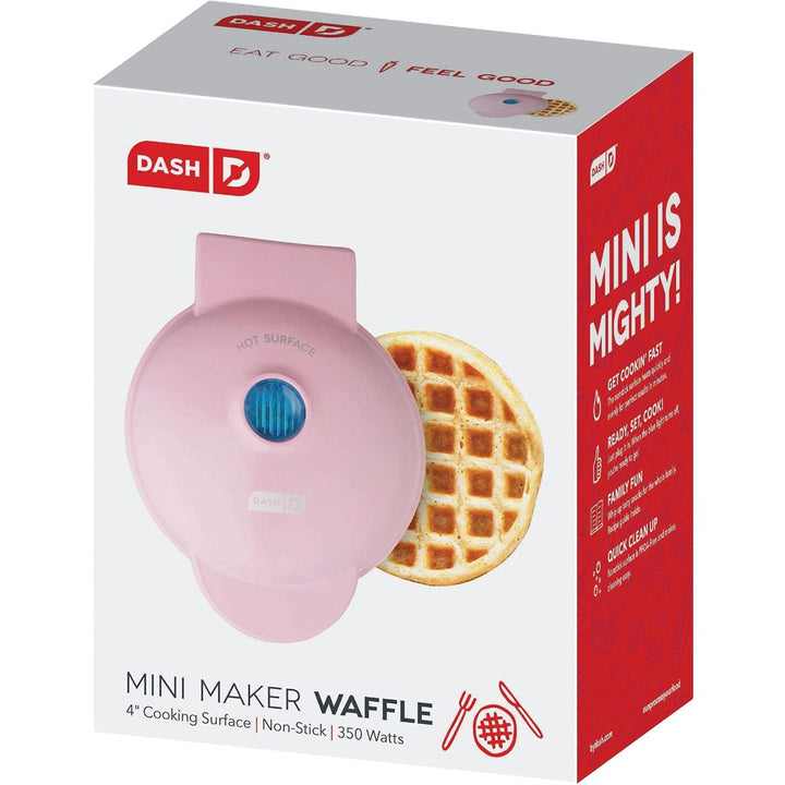 DASH Mini Maker for Individual Waffles, Hash Browns, Keto Chaffles with Easy to Clean, Non-Stick Surfaces, 4 Inch, Pink Waffle Maker