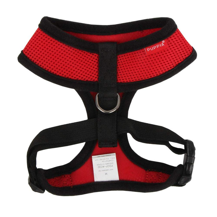 Authentic Puppia Soft Dog Harness, Red - Medium M (Neck: 12", Chest: 16"-22")