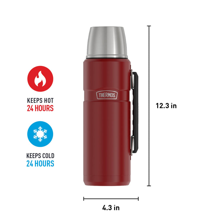 THERMOS Stainless King Vacuum-Insulated Beverage Bottle, 40 Ounce, Rustic Red