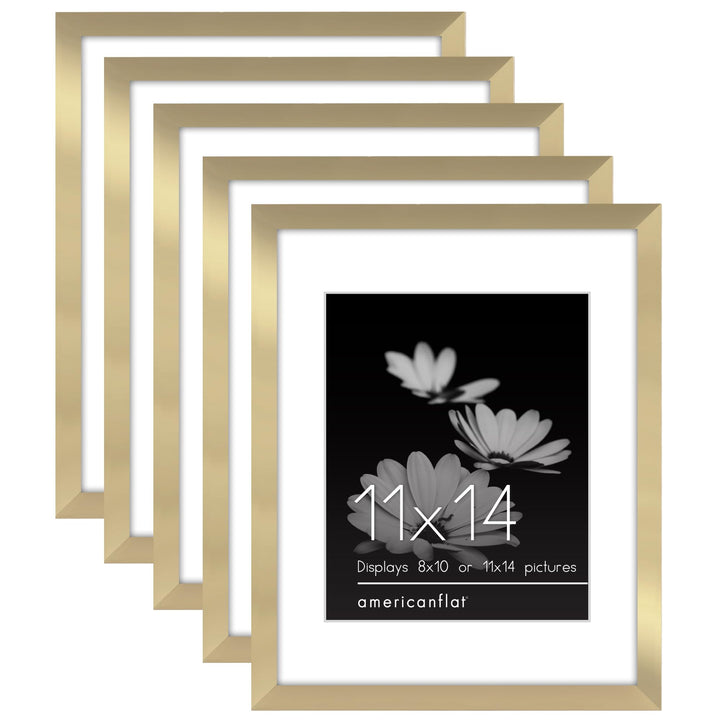 Americanflat 12x16 Picture Frame with Polished Plexiglass - Set of 5 - Use as 8.5x11 Frame with Mat or 12x16 Frame Without Mat - Galleria Collection - Gallery Wall Frame Set for Wall Display - White