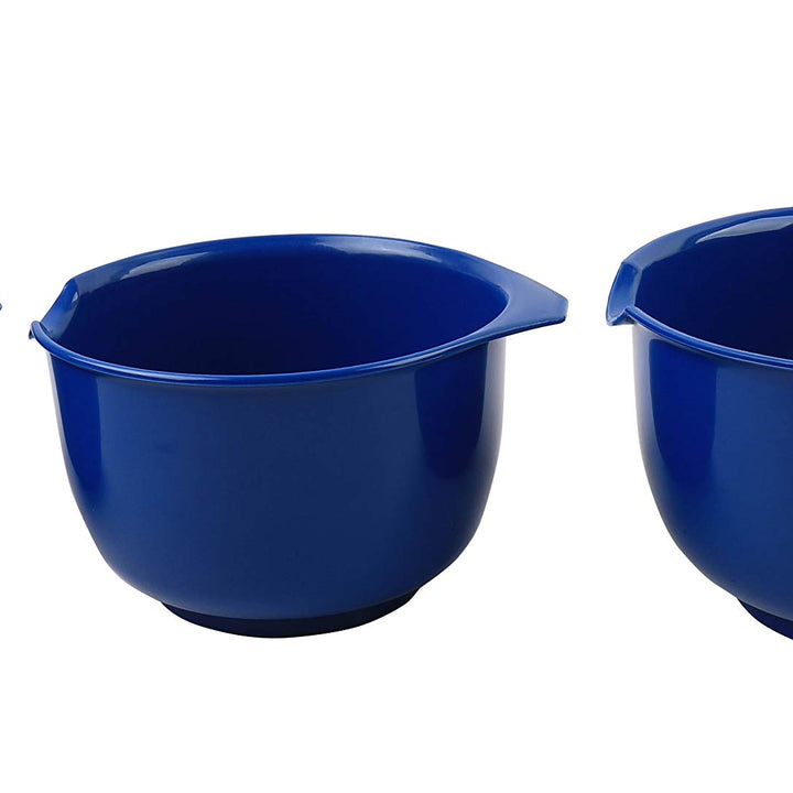 GLAD LAD Mixing Bowls with Pour Spout| Nesting Design Saves Space | Non-Slip, BPA Free, Dishwasher Safe Plastic | Kitchen Cooking and Baking Supplies, Blue, 3 Count (Pack of 1)