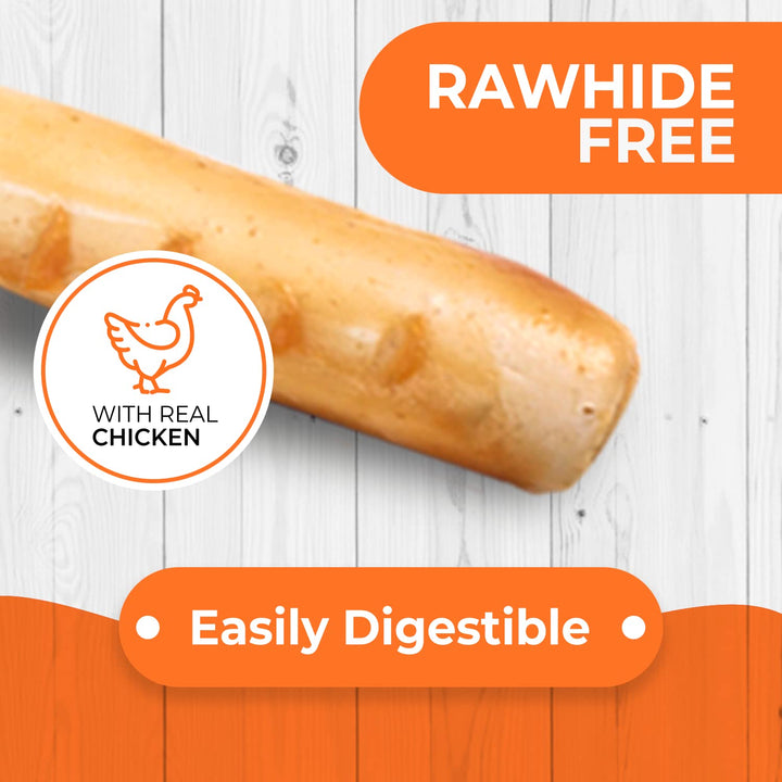 Canine Naturals Chicken Recipe Chew - Rawhide Free Dog Treats - Made from USA Raised Chicken - All-Natural and Easily Digestible - 5 Pack of 7 Inch Large Rolls for Dogs 50-75lb 3.88 Ounce (Pack of 5)