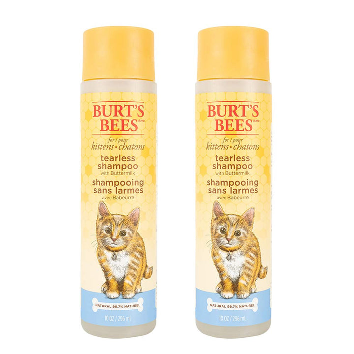 Burt's Bees for Pets Kitten Natural Tearless Shampoo with Buttermilk | Cat Shampoo for All Cats & Kittens | Cruelty Free, Sulfate & Paraben Free, pH Balanced for Dogs - Made in USA, 10 oz - 2 Pack