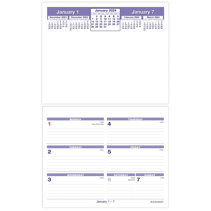 AT-A-GLANCE 2024 Flip-A-Week Weekly Desk Calendar Refill, 7in X 5 5/8in (SW705X5024) 2024 Old Edition