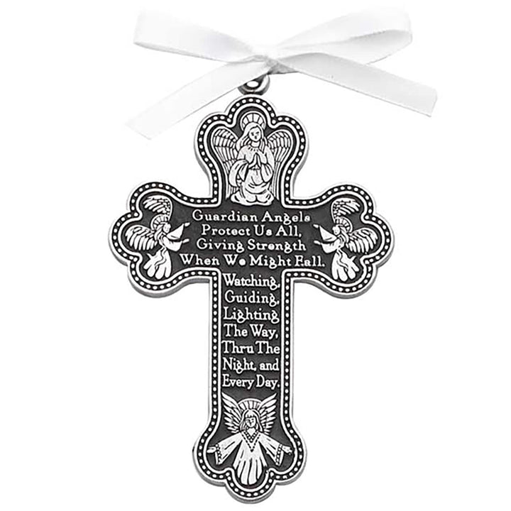 Cathedral Art Guardian Angel (Abbey & CA Gift) Cross Crib Medal for Jewelry Making (CM8) White