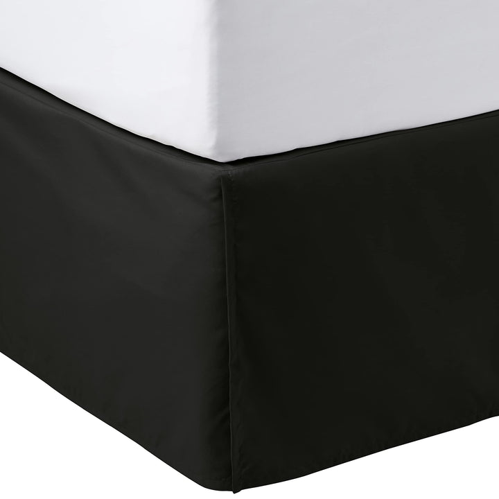 Basics Lightweight Pleated Bed Skirt, Queen, Black