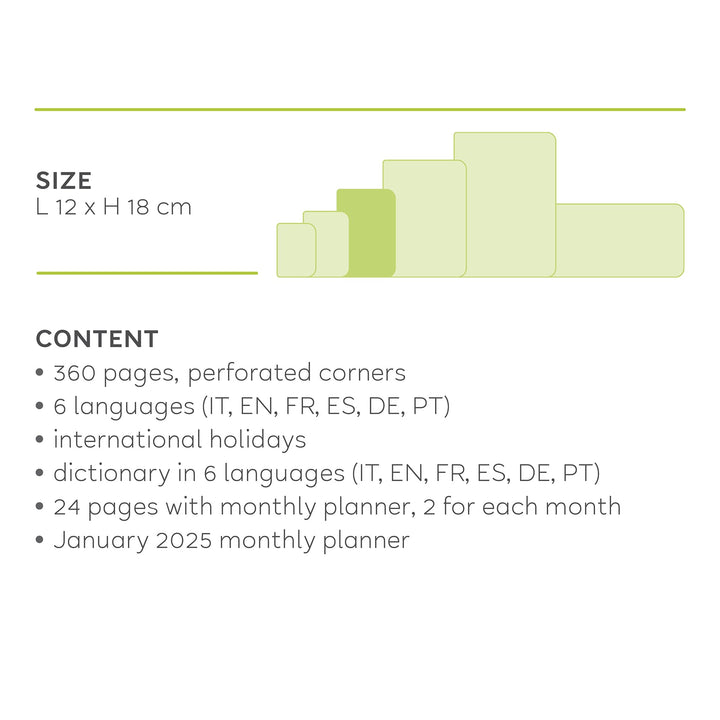 Legami - Medium Daily Diary, 12 Months, from January 2024 to December 2024, Elastic Closure, January 2025 Monthly Planner, Final Pocket, Removable Address Book, 12 x 18 cm, Holo Fairy Colour