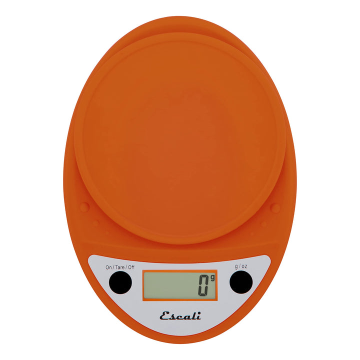 Escali Primo Digital Food Scale Multi-Functional Kitchen Scale and Baking Scale for Precise Weight Measuring and Portion Control, 8.5 x 6 x 1.5 inches, Pumpkin Orange