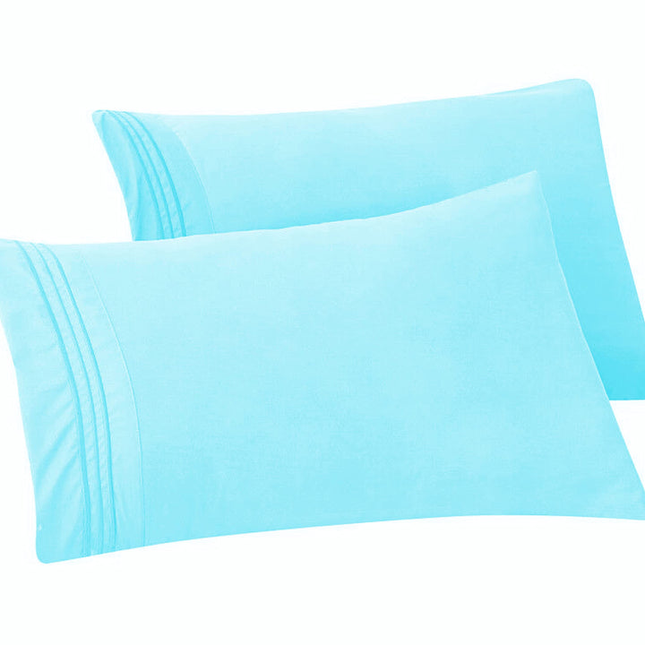 Elegant Comfort Solid Pillowcases 1500 Thread Count Egyptian Quality - Easy Care, Smooth Weave, Wrinkle and Stain Resistant, Easy Slip-On, 2-Piece Set, Standard/Queen Pillowcase, Aqua 2-Pack