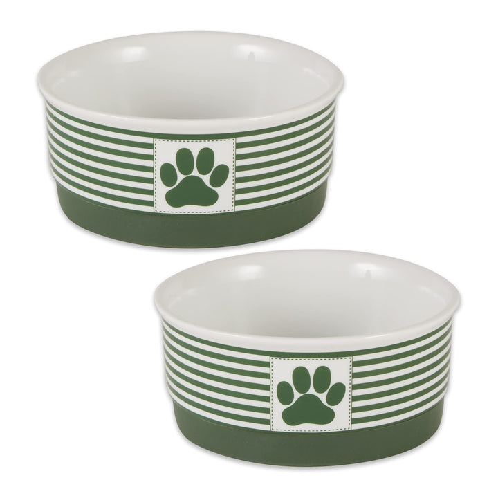 Bone Dry Paw & Patch Ceramic Pet Collection, Small Set, 4.25x2, Hunter Green, 2 Piece,5742 Small Bowl Set, 4.25x2"